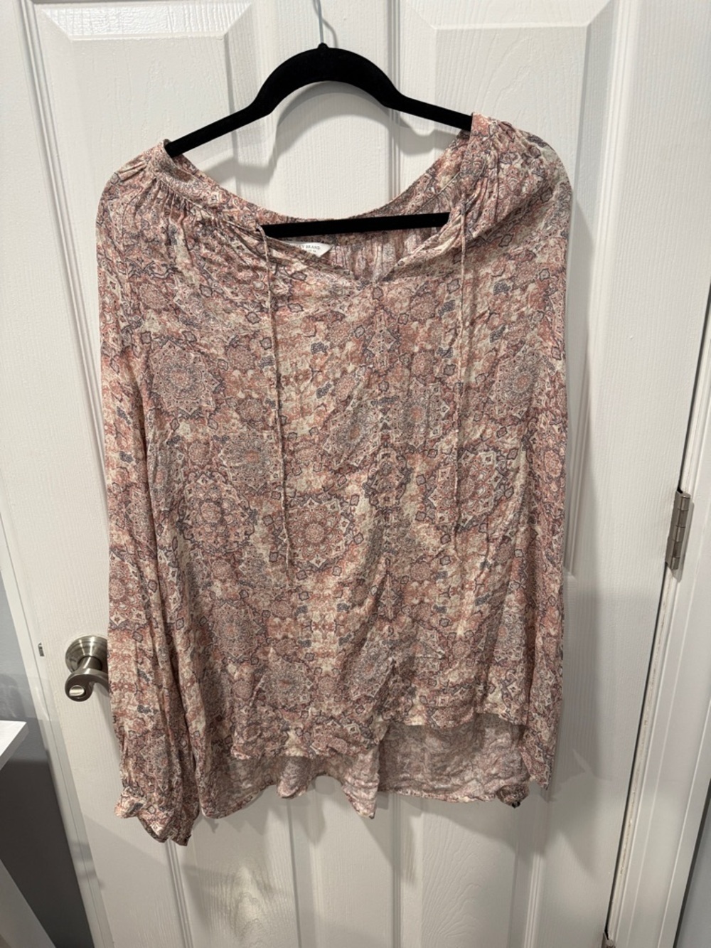Lucky Brand Floral Paisley Top in Cream and Salmon